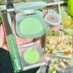 LEEMEMBER Summer Green Apple Water Light Blusher Cream Monochrome Eye Shadow Lip Gloss Highlight Face Makeup Kit