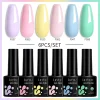 LILYCUTE 6Pcs/Set 7ml Macaron Series Gel Nail Polish Glitter Semi Permanent UV LED Nail Art Gel Vernis Base Top Coat