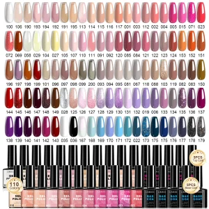 LIMEGIRL 120Pcs Gel Nail Polish Set 8ML Semi Permanent UV LED Varnish Nail Set Base Coat and Top Coat Nail Art Manicure