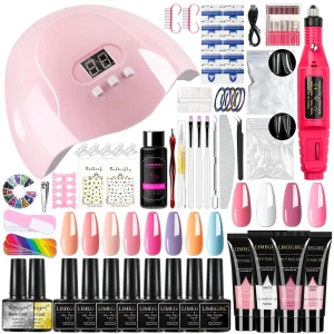 LIMEGIRL Nail UV Gel Polish Set With UV Lamp And Drill Machine Base&Top Coat for Manicure Gel Nail Polish Soak Off Acrylic Kit