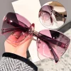 Large Frame Cat Eye Fashion Sunglasses 2025 New UV Protection Women's Edge Cutting Frameless DS-8208