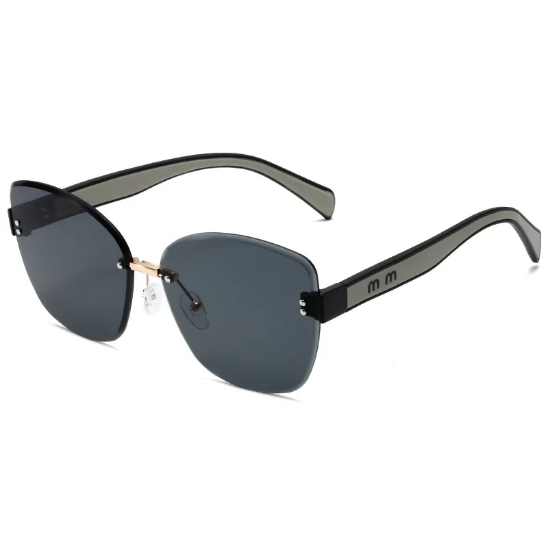 Large Frame Cat Eye Fashion Sunglasses 2025 New UV Protection Women's Edge Cutting Frameless DS-8208 - Image 5