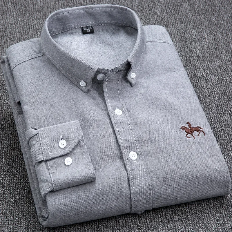 Large size Full Men's Shirts 100% Pure Cotton Oxford business Casual Shirt soft slim fit formal plain shirt Long Sleeve clothes - Image 2