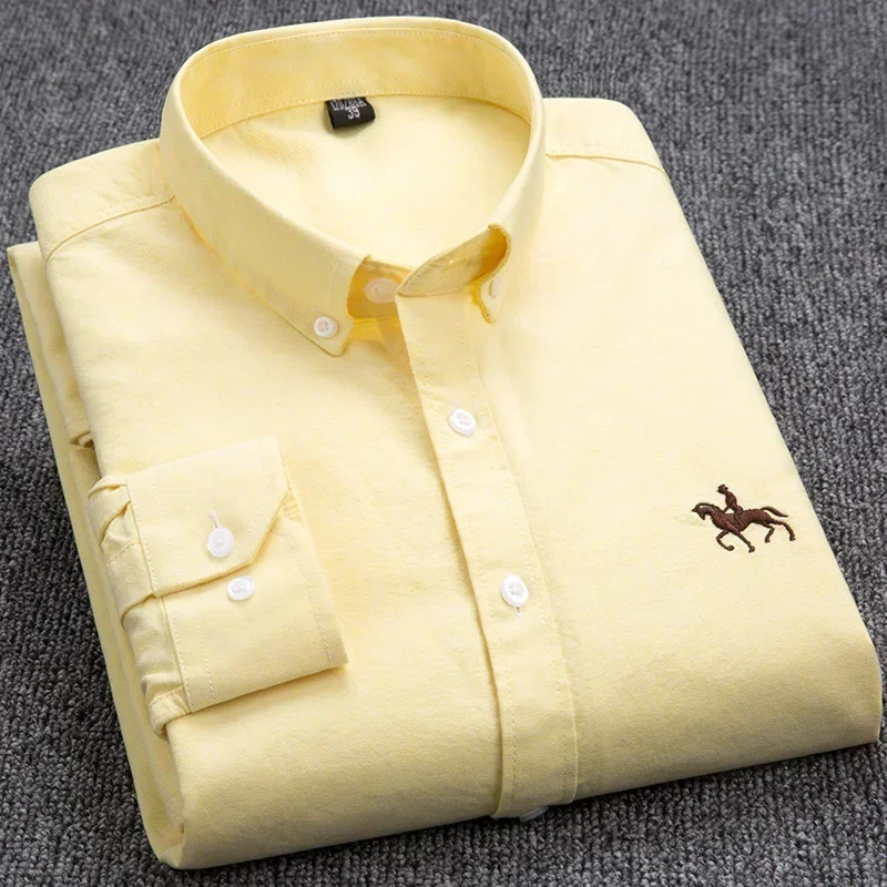 Large size Full Men's Shirts 100% Pure Cotton Oxford business Casual Shirt soft slim fit formal plain shirt Long Sleeve clothes - Image 3