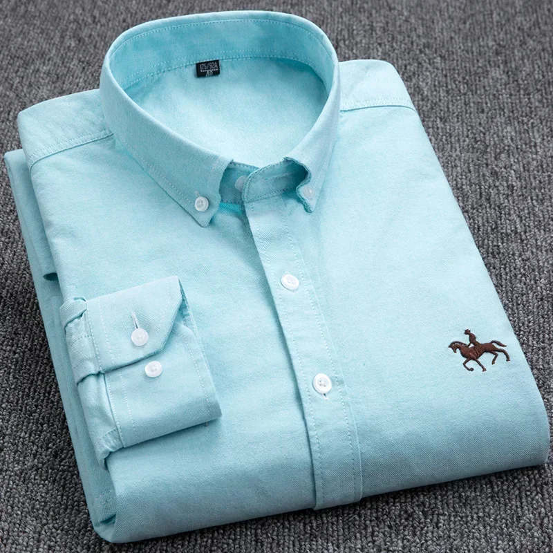 Large size Full Men's Shirts 100% Pure Cotton Oxford business Casual Shirt soft slim fit formal plain shirt Long Sleeve clothes - Image 5