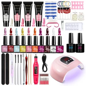 Limegirl Semi-Permanent 8ml Nail Gel Polish Kit With USB UV Lamp Soak Off Base&Top Coat Varnish Manicure Set for Nails Salons