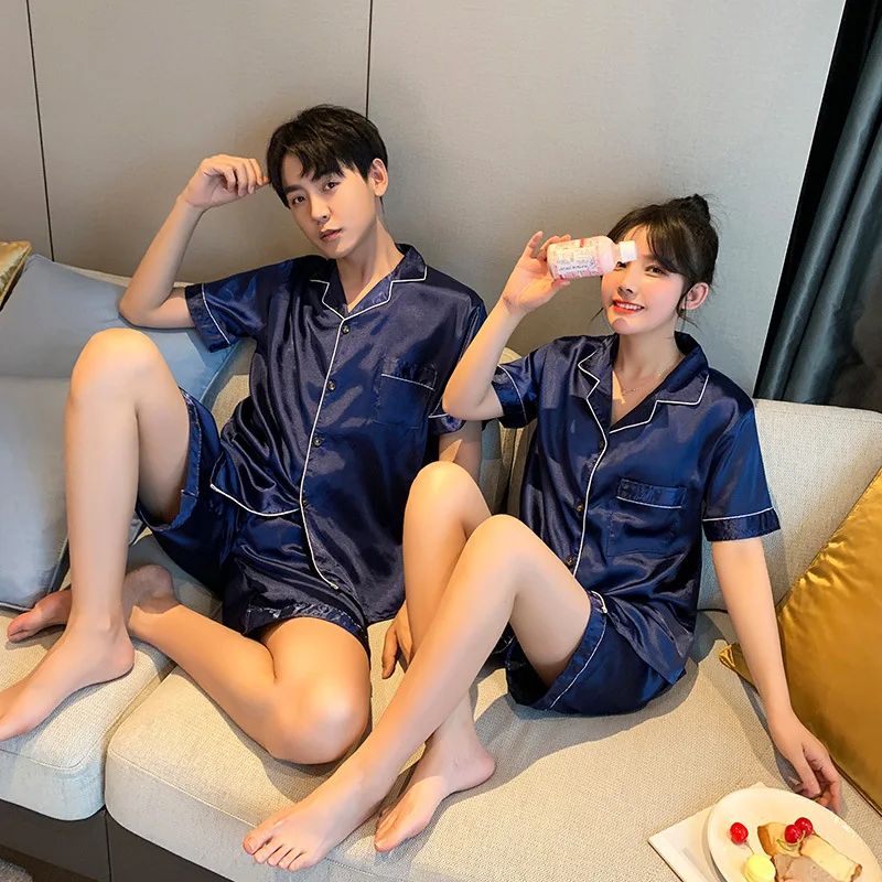 Luxury Pajama Suit Satin Silk Pyjamas Sets Couple Sleepwear Casual Family Pijama Lover Night Suit Men & Women Plus Size Pj Set - Image 3