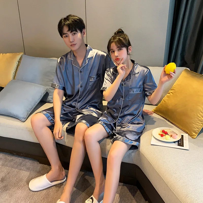 Luxury Pajama Suit Satin Silk Pyjamas Sets Couple Sleepwear Casual Family Pijama Lover Night Suit Men & Women Plus Size Pj Set - Image 5