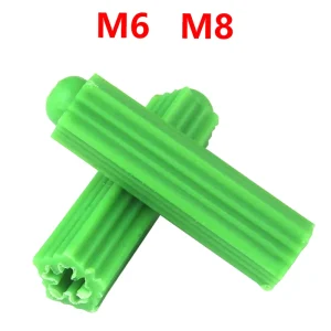 M6 M8 Green Plastic Expansion Tube/rubber Plug/nylon Plunger/Drywall Plastic Wall Plug Anchor Plug Fixing Wall Anchor 200pcs