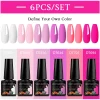 MEET ACROSS 6Pcs/Set 7.3ml Sparkly Red Pink Gel Nail Polish Glitter Semi Permanent Nail Art LED UV Gel Varnish Nail Supplies