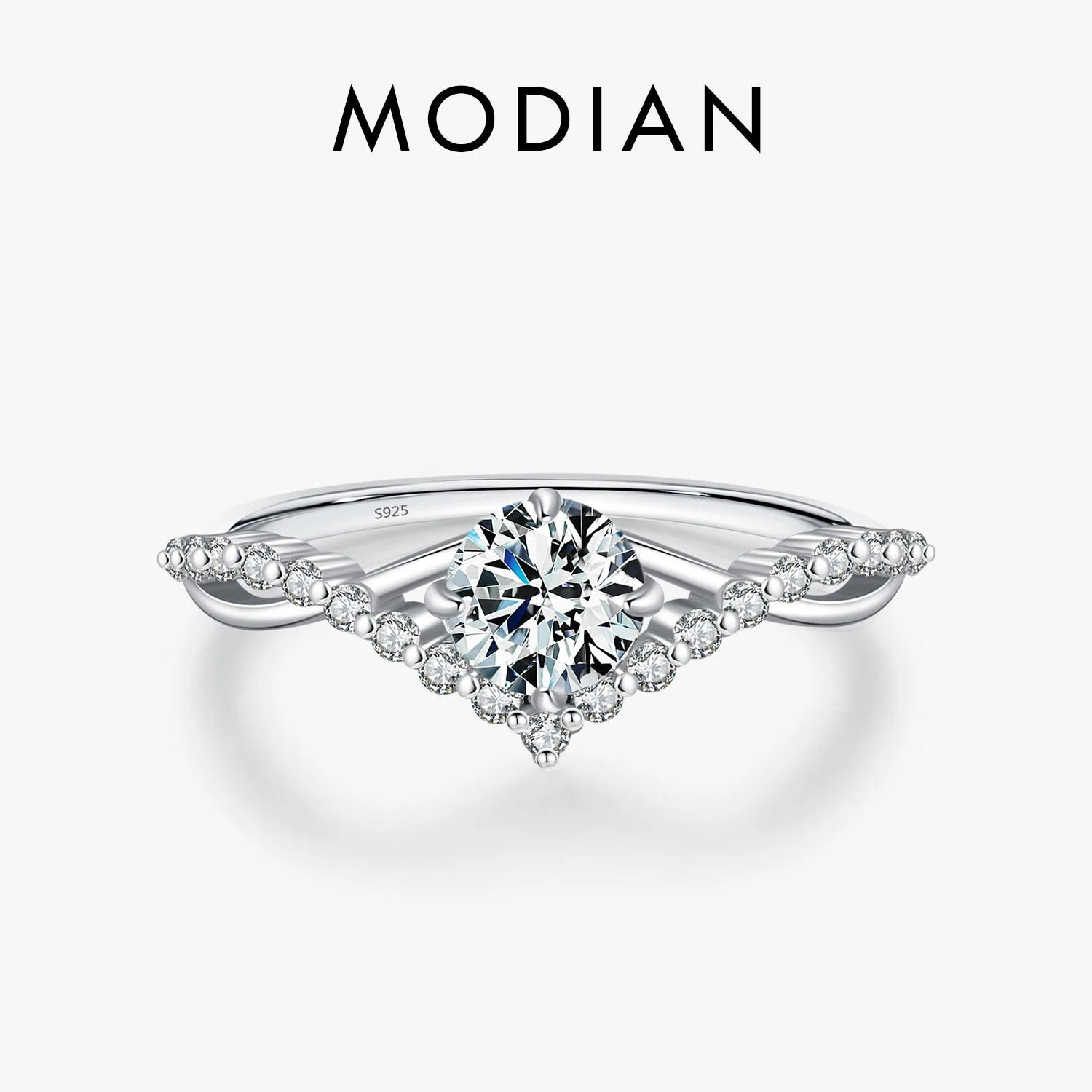MODIAN Crown D Color Moissanite Ring Delicate Lab Diamond Ring 925 Sterling Silver For Women Wedding Engagement Jewelry