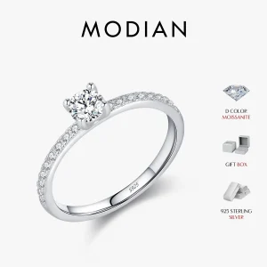 MODIAN D Color Moissanite Ring Delicate Square 925 Sterling Silver Lab Diamond Ring For Women Wedding Statement Jewelry