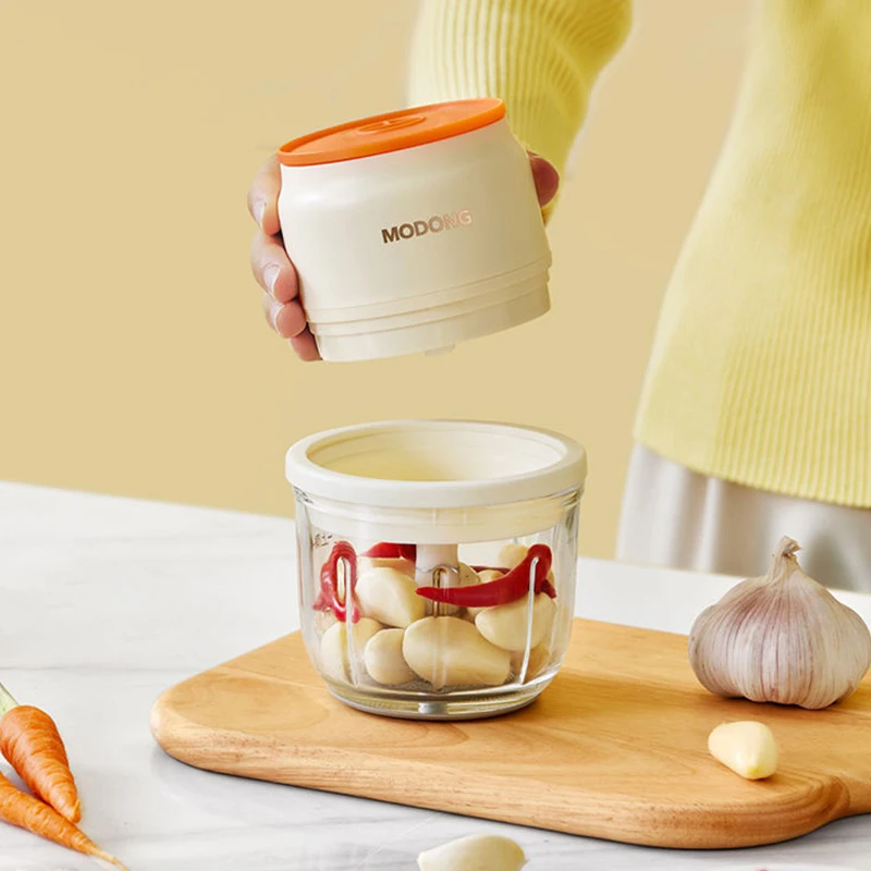 MODONG Home Meat Grinder 1200mAh Battery Chopper Portable 300ML/250ML/150ML Rechargeable Small Ginger Garlic Chopper Glass Bowl - Image 4