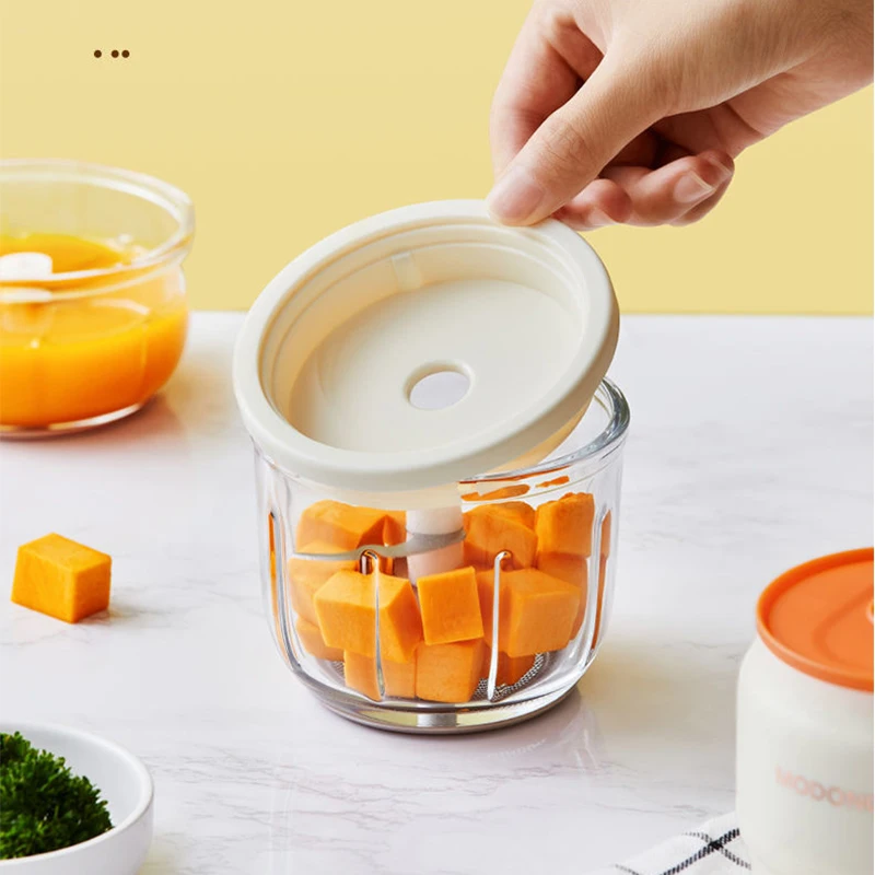 MODONG Home Meat Grinder 1200mAh Battery Chopper Portable 300ML/250ML/150ML Rechargeable Small Ginger Garlic Chopper Glass Bowl - Image 5