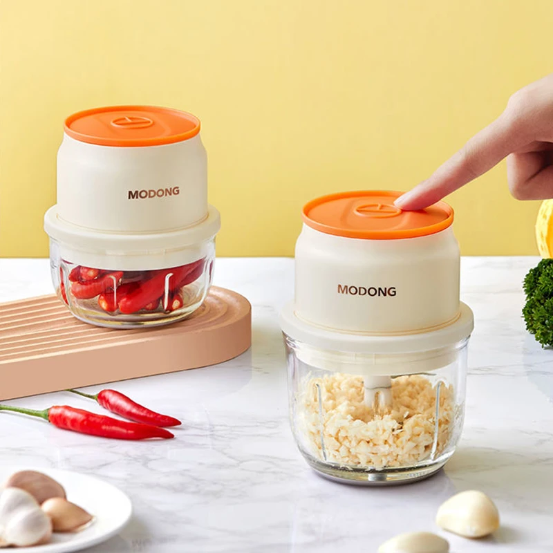 MODONG Home Meat Grinder 1200mAh Battery Chopper Portable 300ML/250ML/150ML Rechargeable Small Ginger Garlic Chopper Glass Bowl - Image 6