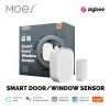 MOES Tuya ZigBee Smart Window Door Gate Sensor Detector Smart Home Security Alarm System Smart Life Tuya App Remote Control