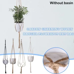 Macrame Rope Plant Hanger Basket Woven Hanging Flower Pot Wall Hang Planter Pot for Home Garden Balcony Decoration W1L6