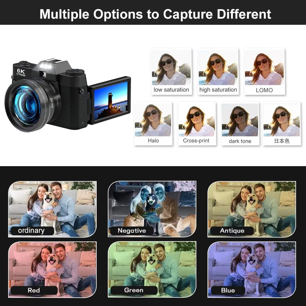 Magecam 6K Compact Digital Photography Camera 64MP 16X Digital Zoom Camcorder 3'' 180° Flip Screen WiFi Vintage Vlog Video - Image 2