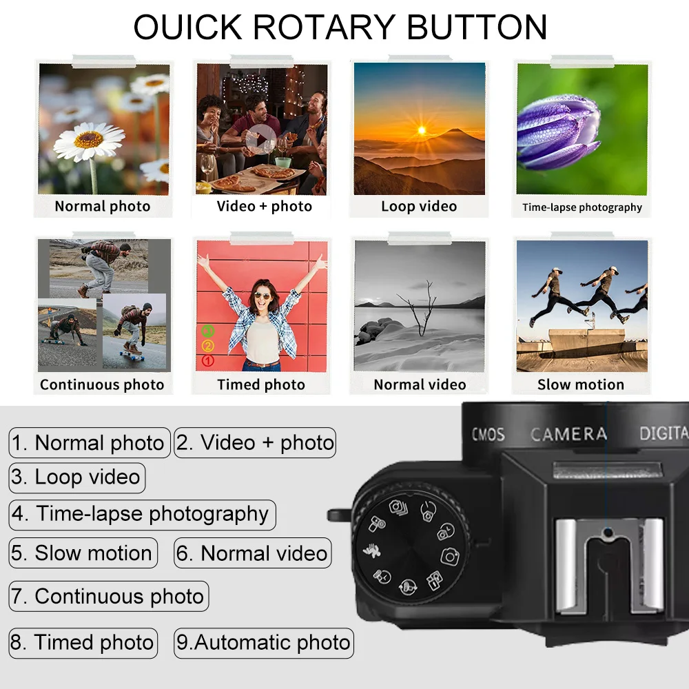 Magecam 6K Compact Digital Photography Camera 64MP 16X Digital Zoom Camcorder 3'' 180° Flip Screen WiFi Vintage Vlog Video - Image 6