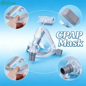Memory Foam CPAP Replacement Mask Set for Anti-Snoring Reusable CPAP Full Face Mask with Silicone Cushion Frame & Elbow Included