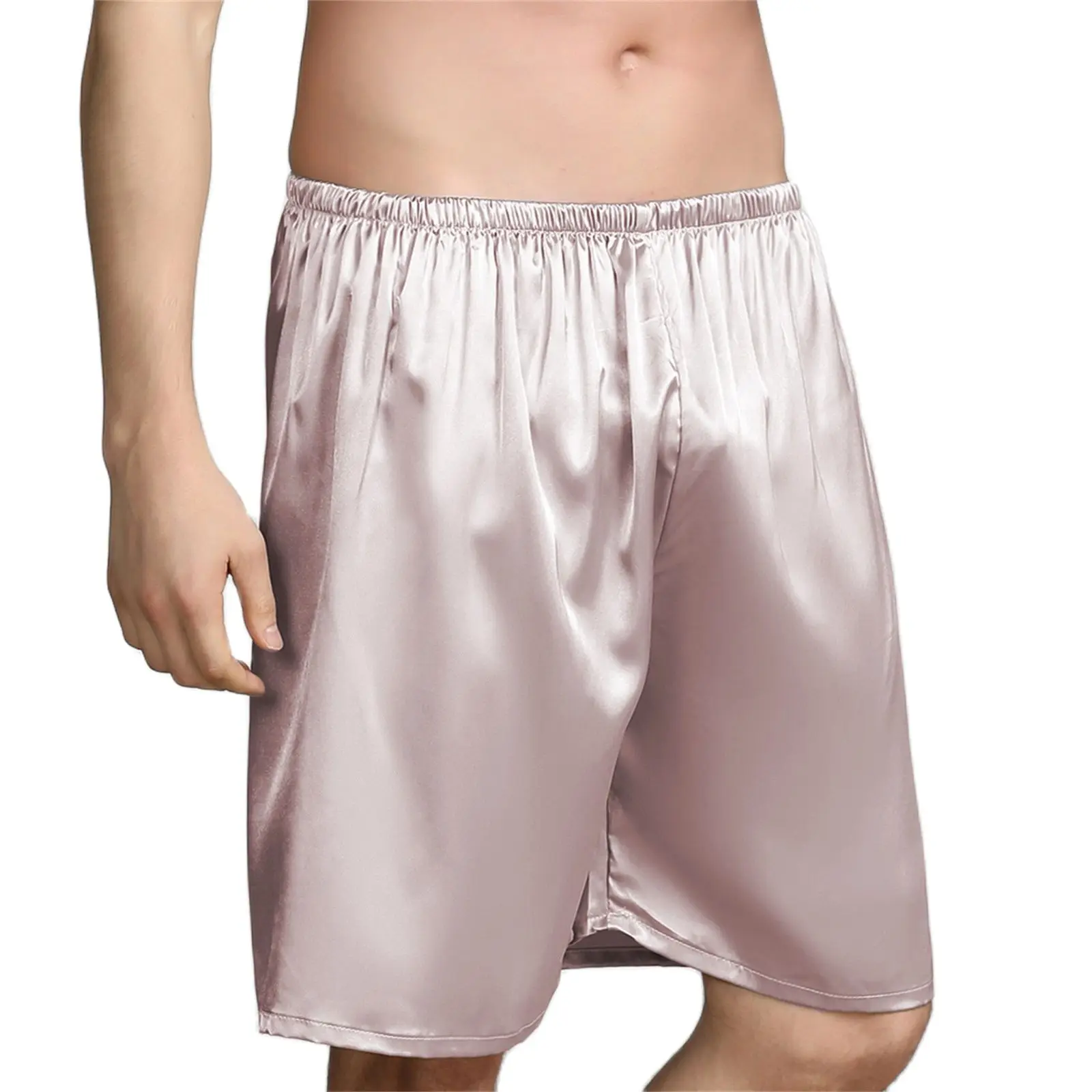 Men Casual Home Nightwear Satin Pajamas Shorts Pyjamas Sleep Bottoms Boxers Short Pants Lounge Homewear Sleepwear