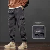 Men Fashion Casual Spring Autumn Plus Size Cargo Pants Men Loose Elastic Taper Leg Pants Youthful Vitality Army Green Trousers