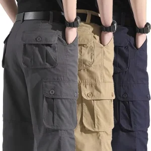 Men Formal Casual Sports Work Pants Men Loose Straight Elasticity Cargo Pants Safari Style Fashion Versatile Trousers