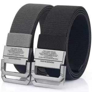 Men & Women Casual Sports Belt - Automatic Metal Buckle, Canvas Nylon Webbing, Ideal for Students & Outdoor