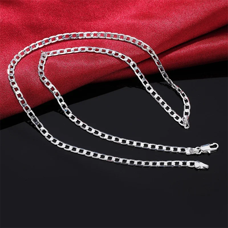 Men's 925 Sterling Silver Necklace 2/4/6/8/10/12MM 40-75cm Face Chain Necklace Lobster Clasp Men And Women Engagement Jewelry - Image 3