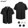 Men's Casual Short-Sleeved Shirts Summer Solid Color Beach Vacations Shirts Comfortable Men Daily Short Sleeve Top