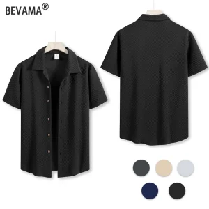Men's Casual Short-Sleeved Shirts Summer Solid Color Beach Vacations Shirts Comfortable Men Daily Short Sleeve Top