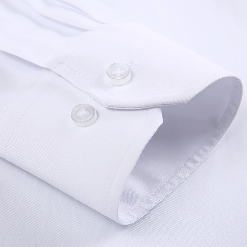 Men's Classic Long Sleeve Standard-fit Dress Shirts Formal Business Social Simple Basic Design White Work Office Casual Shirt - Image 3