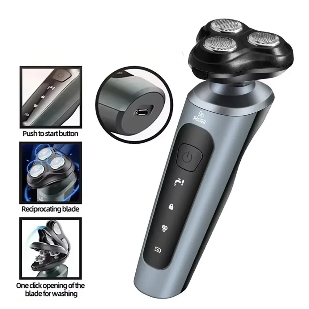 Men's Intelligent Rechargeable Shaver Wet/Dry Beard Razor ABS Tondeuse Dissolving Beard Rechargeable Razor for Smooth Skin - Image 6