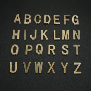 Metal Self Adhesive House Number English Alphabet Letters for Apartment Room Door Plate Table Mailbox Number Stickers 3*2cm