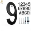 Modern Floating Address Sign - 8 Inch 20cm Black House Number for Home/Garage Outdoor Street Anti Rust