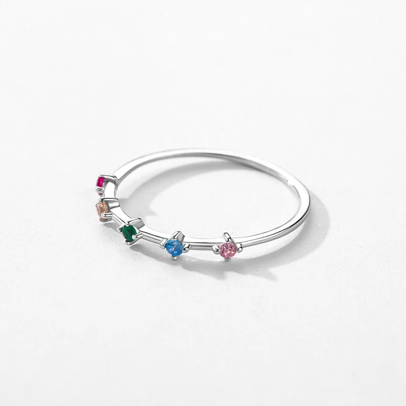 Modian 925 Sterling Silver Rainbow CZ Simulated Diamond Stacking Slim Rings Fashion Bands For Women Korea Style Fine Jewelry - Image 5