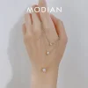 Modian Brands Simple 925 Sterling Silver Geometric Cut Sparkling Zircon Pendant Necklace for Women Wedding Engagement Jewelry