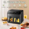 Multi-function Dual-pot Air Fryer With Visible Window Smart Digital Touchscreen Electric 4L Double-pan Home Kitchen Air Fryer