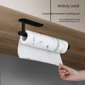 Multifunctional Paper Towel Holder with Storage Rack for Toilet Paper & Cling Film, Kitchen and Bathroom Organizer