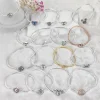 NEW 925 Sterling Silver Snake Chain Bracelets Fit Original Charms Disney Stitch Heart Clasp Bangle Jewelry Gift for Women Girls