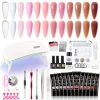 Nail Extension Gel Kit with 30ml Slip Solution, 12-Color Poly Nail Gel Polish Set with Base & Matte/Glossy Top Coats, Complete M