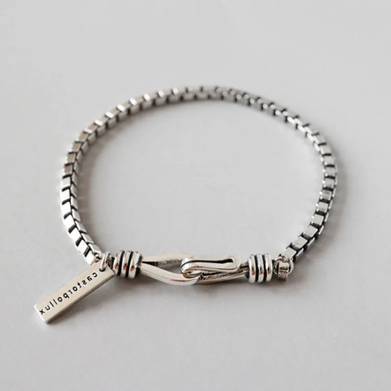 New 925 Sterling Silver Simple Style Bracelet Charm Geometric Shape Woman Bracelet Birthday Gift Exquisite Accessories Jewelry