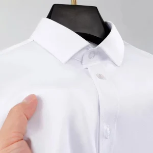 New Anti-Wrinkle Men's Shirts Long Sleeve For Men Slim Fit Stretch Camisa Social Business Formal Blouse White Office Shirt S-5XL