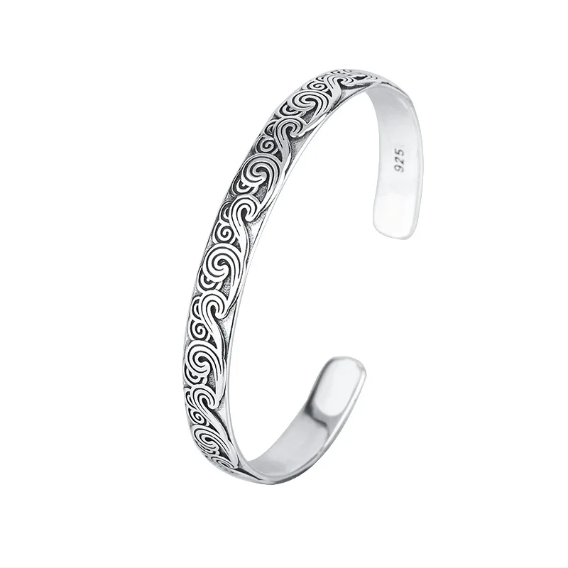 New Arrival Retro Wave Bracelets 925 Sterling Silver Jewelry Fashion Spray Personality Sweet Cloud Opening Bangles TYB116 - Image 5