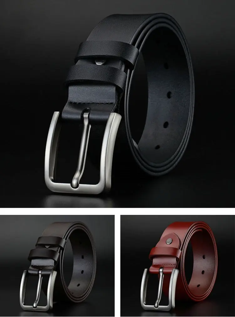 New Business Leisure Men's Alloy Square Pin Buckle Belts Male Famous Brand Luxury Designer Pu Leather Jeans Belts for Men - Image 3
