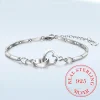 New Charms 925 Sterling Silver Bracelets Bangles for Women Valentine's Days Gift Cubic Zircon Double Heart Bracelet Jewelry
