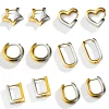 New Glossy Stainelss Steel Gold Silver Color Geometric Hoop Earrings Woman Man Heart Star Oval Round Punk Hip-hop Huggie Jewelry