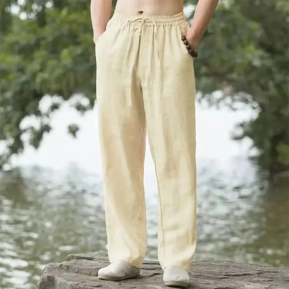 New Men's Beach Pants Joggers Fashion Cotton Linen Sweatpants Casual Pants Hawaiian Vacation Loose Spring/Summer Long M-4XL