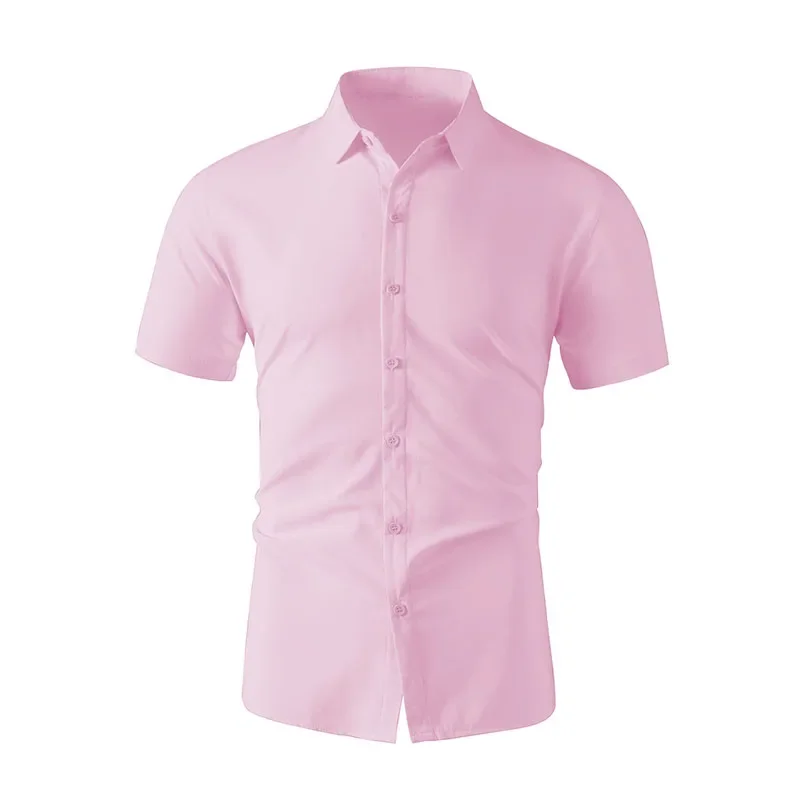 New Men's Business Casual Solid Color Short Sleeved Shirt for Summer Fashion No Ironing Comfortable and Versatile Top - Image 6