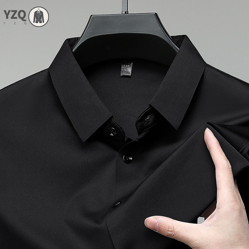 New Men's Business Casual Solid Color Short Sleeved Shirt for Summer Fashion No Ironing Comfortable and Versatile Top - Image 3